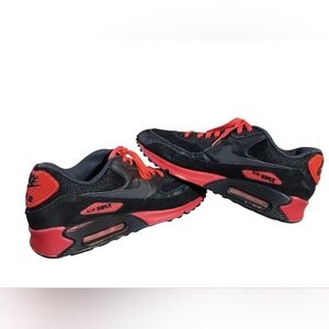 Nike Air Max 90 Essential Black Sunburst Red 537384-016 Pre-Owned (Size 14)